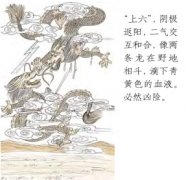 坤卦第六爻，爻辞：上六：龙战于野，其血玄黄