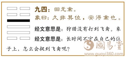 恒卦第四爻，爻辞：九四：田无禽。