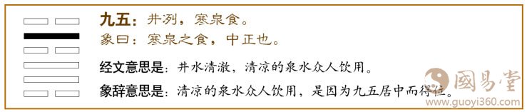 井卦第五爻，爻辞：九五：井洌，寒泉食。